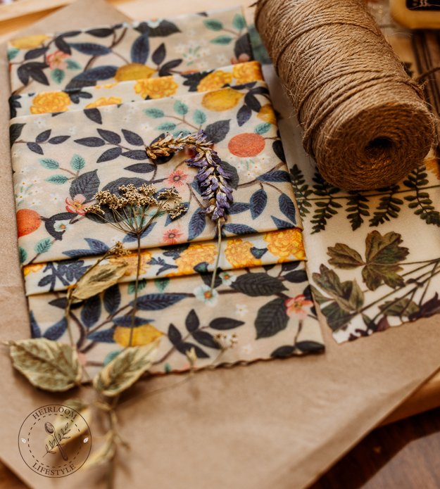 Beeswax wraps in floral style
